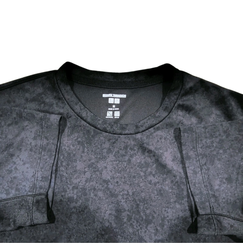Uniqlo Dry-Ex Mens T-Shirt Medium Black Camo Meguru Yamaguchi Performance - Picture 2 of 8